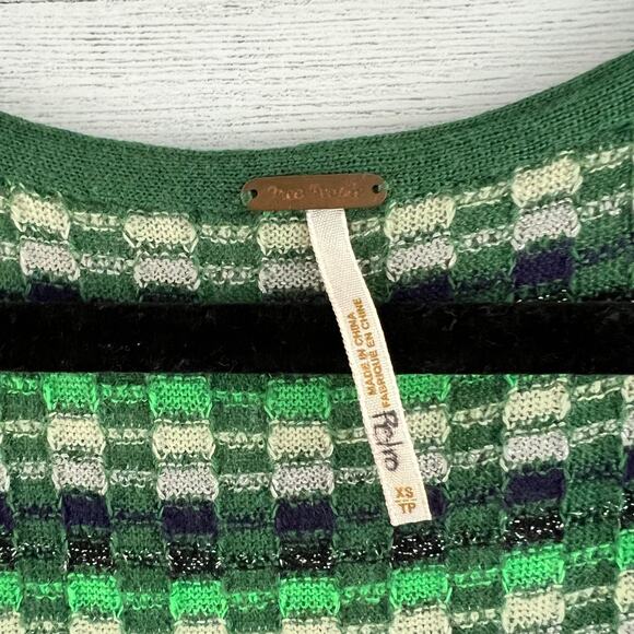 Free People Green Striped Knit Short Sleeve Dress Size XS - Picture 5 of 6